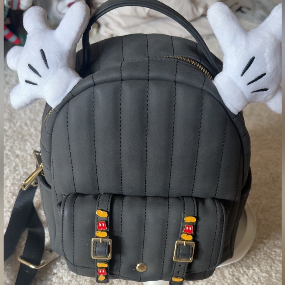 Disney Black Quilted Backpack with Structured Design